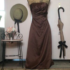 CHOCOLATE BROWN STRAPLESS COCKTAIL DRESS